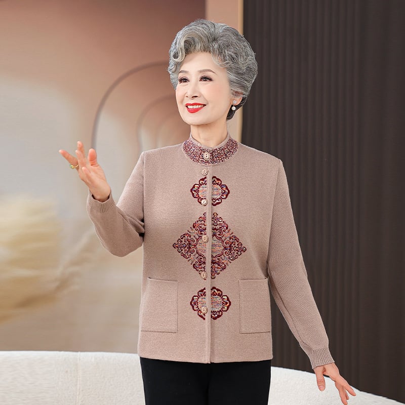 Дамски есенно-зимен плетен кардиган-палто със подплата от флис, дълги ръкави, кръгло деколте, градски стил, полиестрова смес до 30% (Есен 2024)