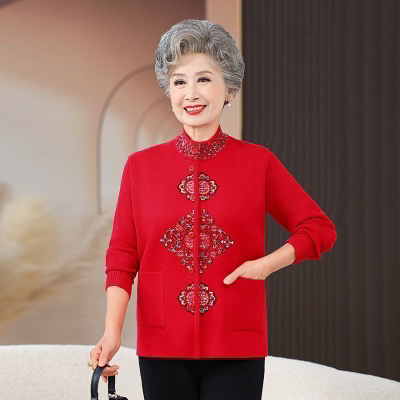 Дамски есенно-зимен плетен кардиган-палто със подплата от флис, дълги ръкави, кръгло деколте, градски стил, полиестрова смес до 30% (Есен 2024)