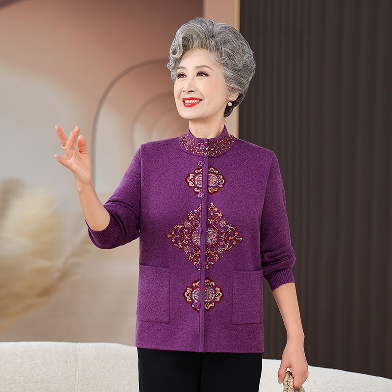 Дамски есенно-зимен плетен кардиган-палто със подплата от флис, дълги ръкави, кръгло деколте, градски стил, полиестрова смес до 30% (Есен 2024)