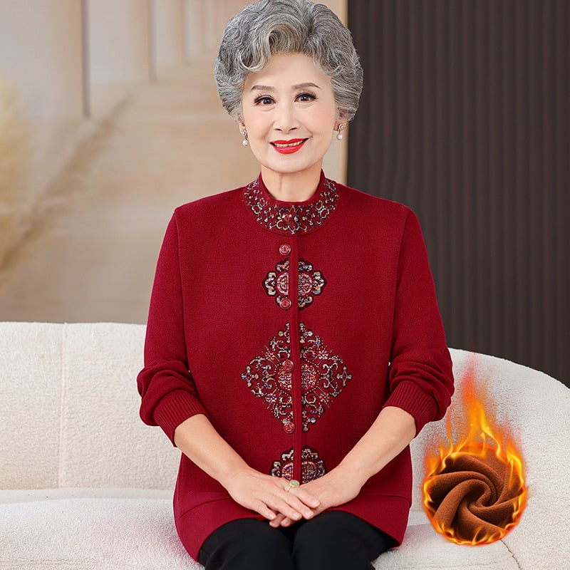 Дамски есенно-зимен плетен кардиган-палто със подплата от флис, дълги ръкави, кръгло деколте, градски стил, полиестрова смес до 30% (Есен 2024)