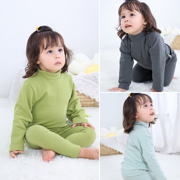 Παιδικό σετ εσωρούχων από βαμβάκι με μεσαίο γιακά, πάνω μέρος και μακριά παντελόνια, 95% βαμβάκι / 5% ελαστάνη, θερμικό για χειμώνα και φθινόπωρο