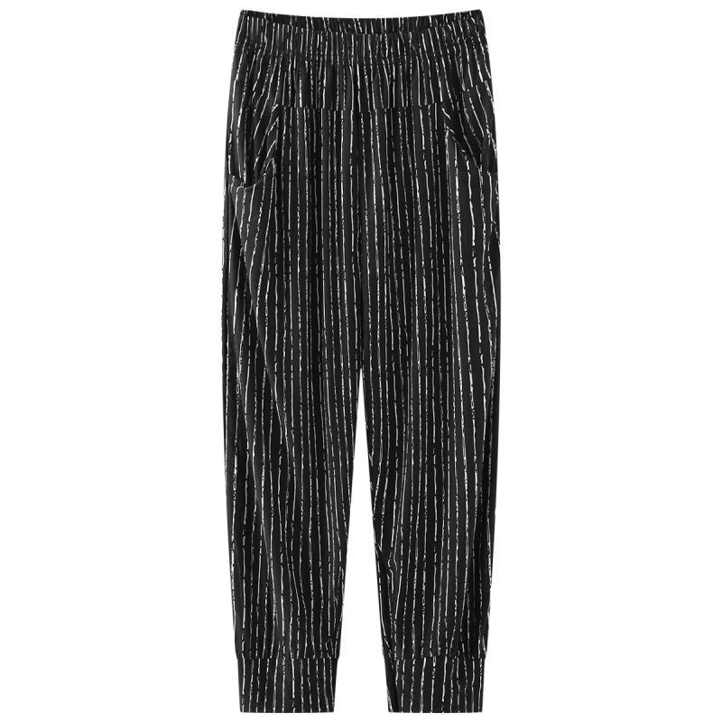 Nohavice culotte s krátkou dĺžkou, široké nohavice, vysoký pás, ľahká tkanina s textúrou slub