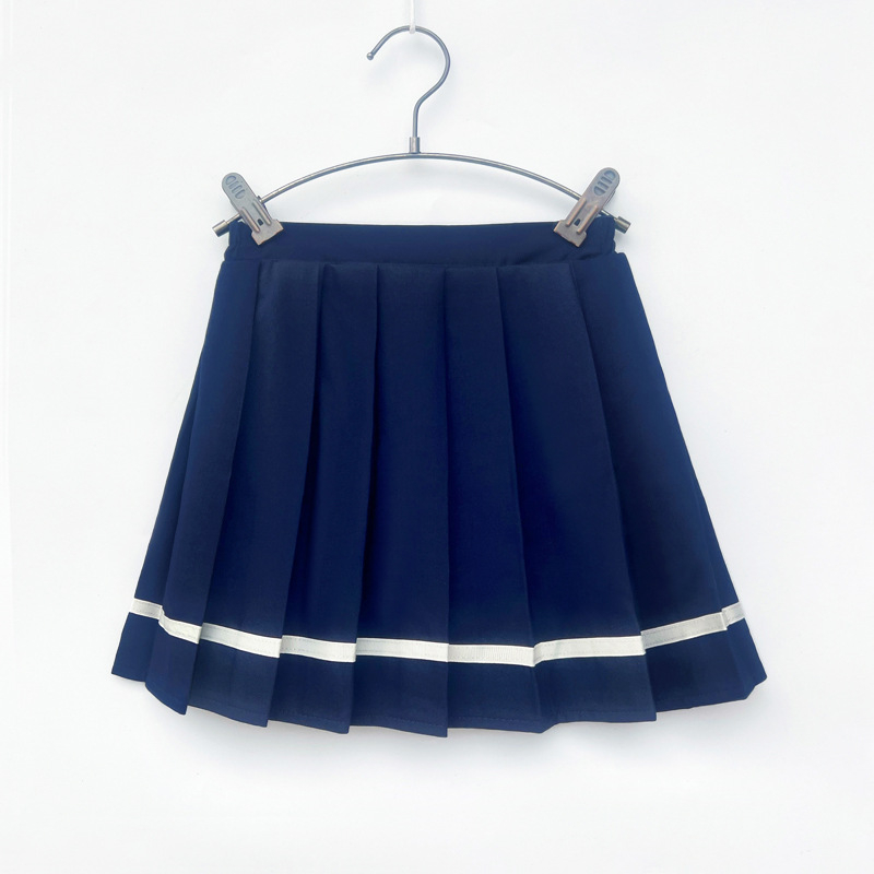 Fustă plisată pentru copii în stiluri colegiu, Navy și JK, croială A, material lână amestec, 100% poliester, pentru fete peste 8 ani