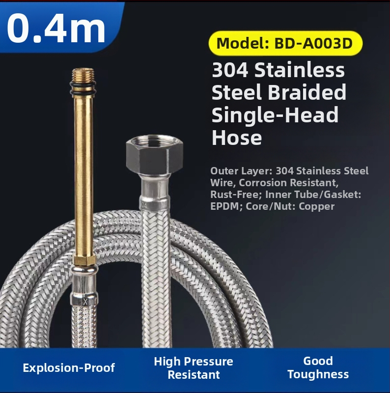 Bedi 304 nerezová opletená hadica na prívod vody pre batériu, závit, 0-100°C