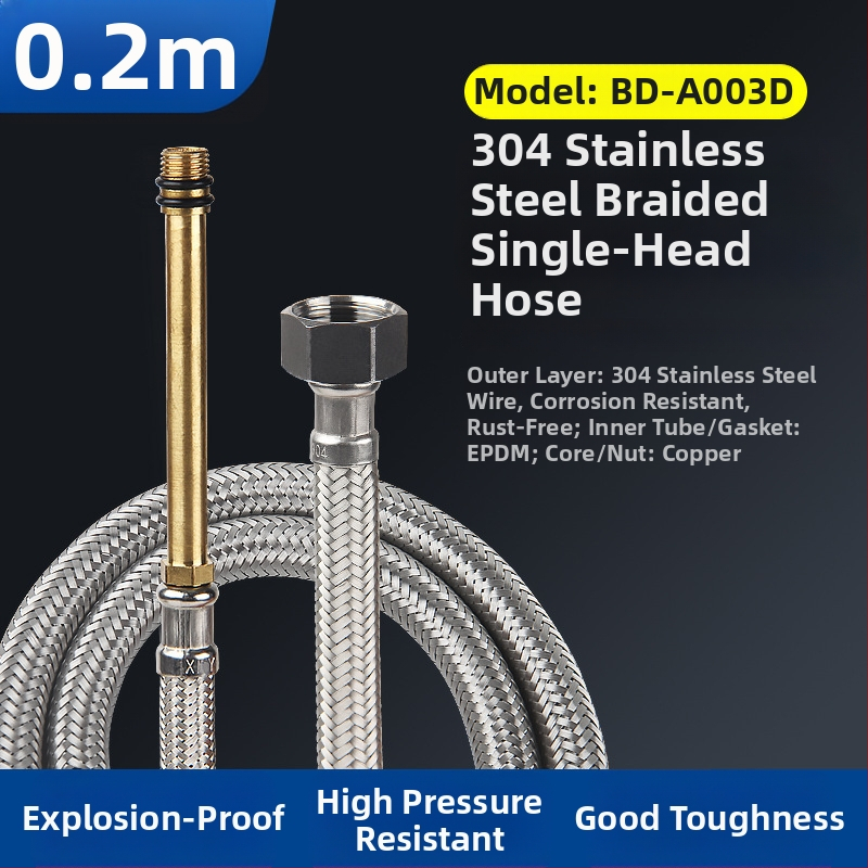 Bedi 304 nerezová opletená hadica na prívod vody pre batériu, závit, 0-100°C