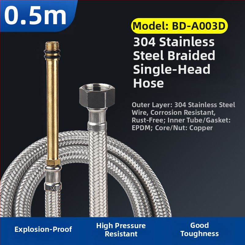 Bedi 304 nerezová opletená hadica na prívod vody pre batériu, závit, 0-100°C