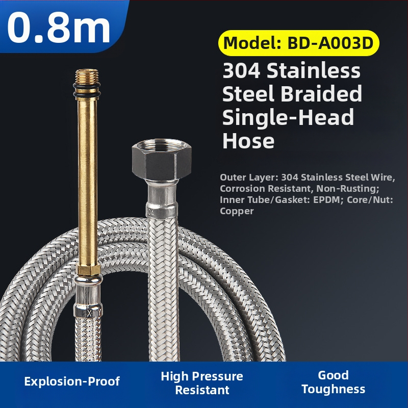 Bedi 304 nerezová opletená hadica na prívod vody pre batériu, závit, 0-100°C