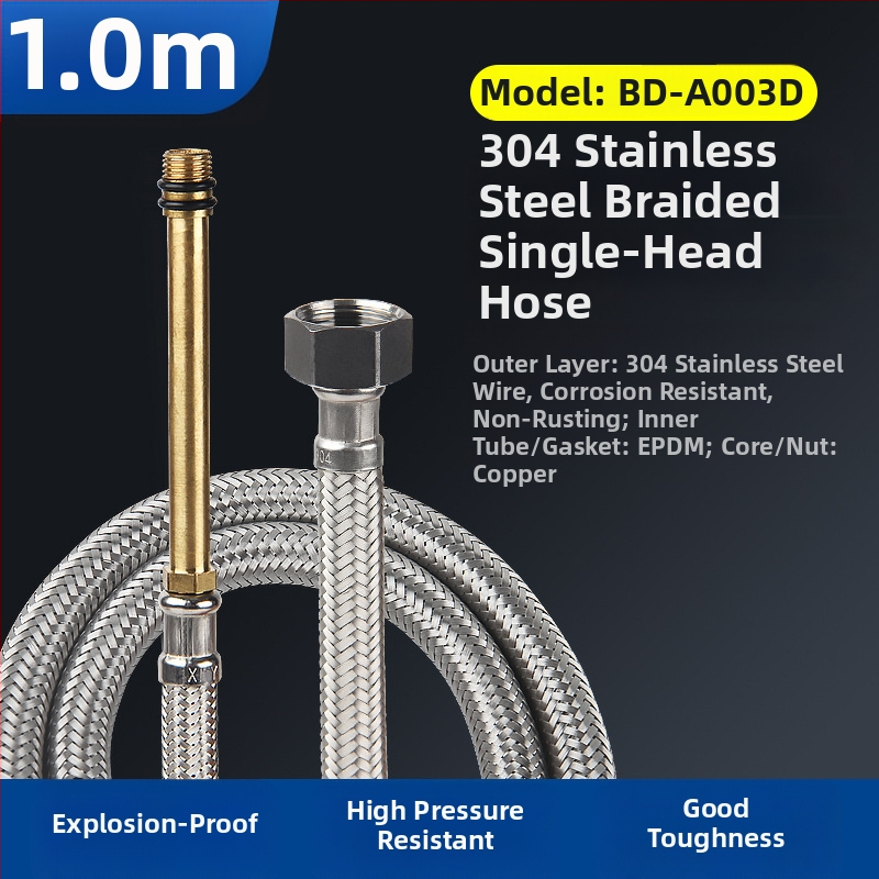 Bedi 304 nerezová opletená hadica na prívod vody pre batériu, závit, 0-100°C