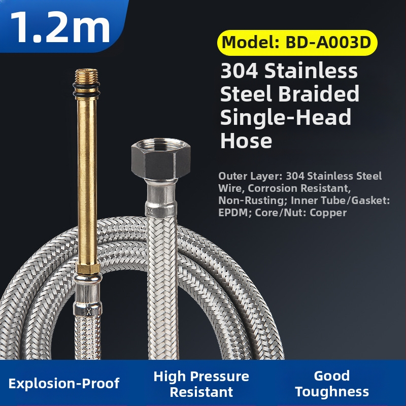 Bedi 304 nerezová opletená hadica na prívod vody pre batériu, závit, 0-100°C