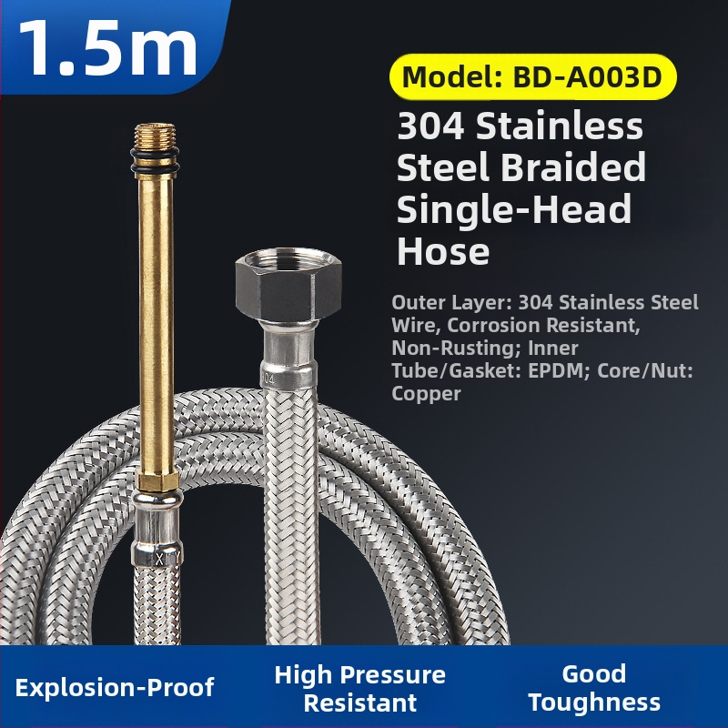 Bedi 304 nerezová opletená hadica na prívod vody pre batériu, závit, 0-100°C