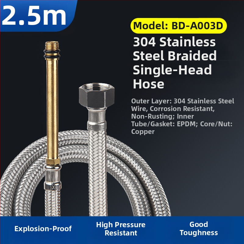 Bedi 304 nerezová opletená hadica na prívod vody pre batériu, závit, 0-100°C