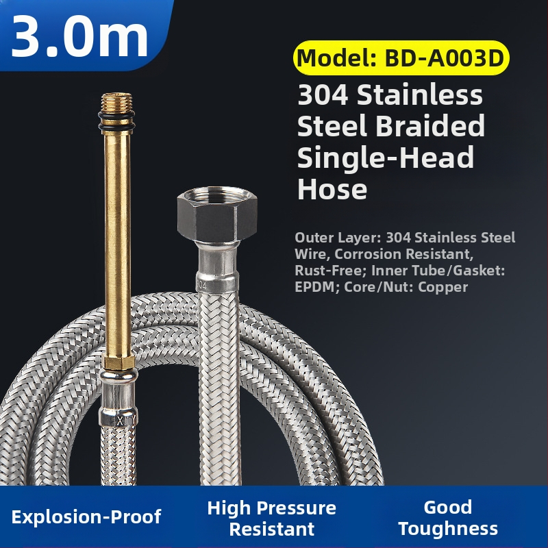 Bedi 304 nerezová opletená hadica na prívod vody pre batériu, závit, 0-100°C