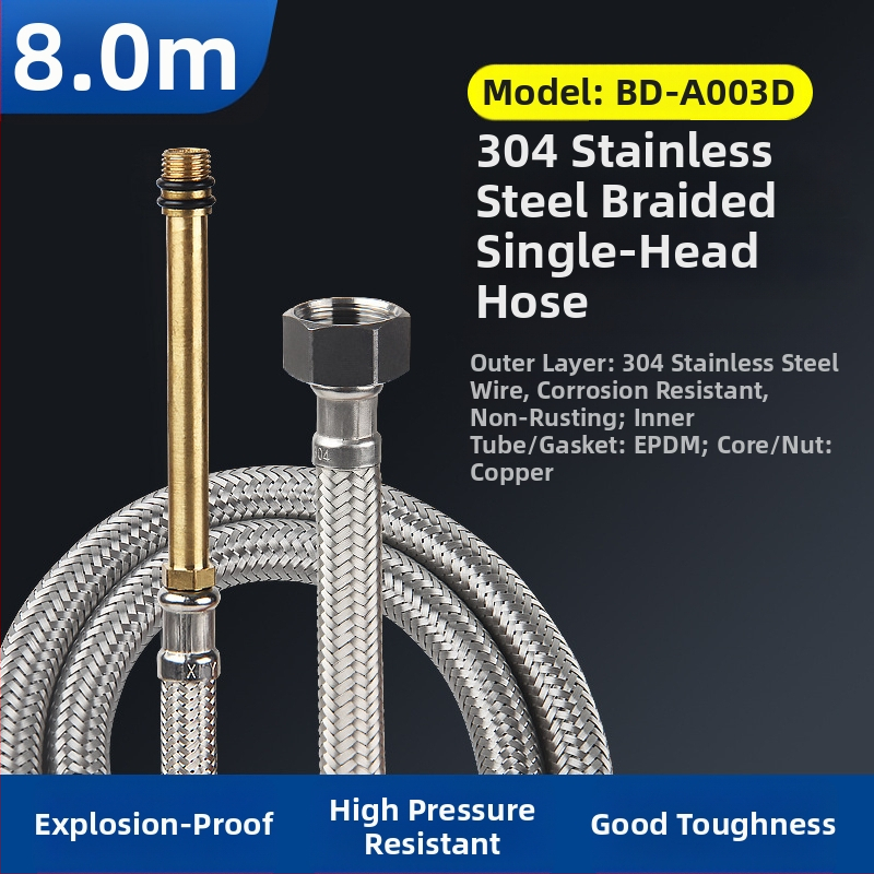 Bedi 304 nerezová opletená hadica na prívod vody pre batériu, závit, 0-100°C