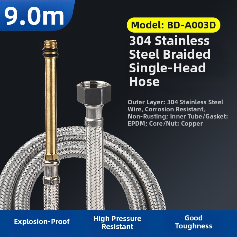 Bedi 304 nerezová opletená hadica na prívod vody pre batériu, závit, 0-100°C