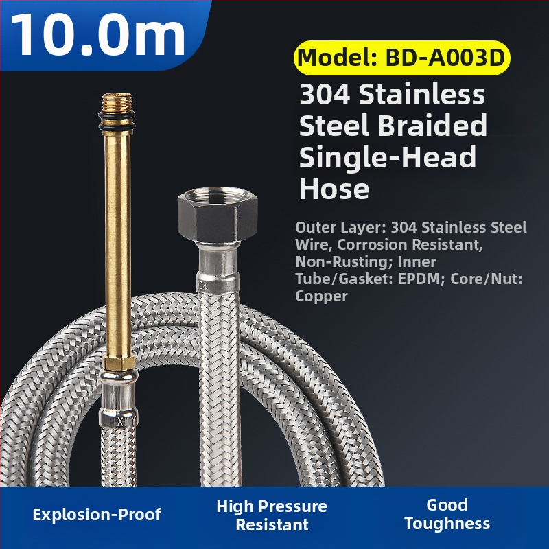 Bedi 304 nerezová opletená hadica na prívod vody pre batériu, závit, 0-100°C