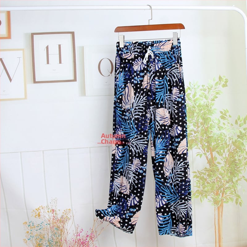 Nylonové dámske casual nohavice, s širokými nohami, rovný strih, po členky, vysoký pás, tenká látka