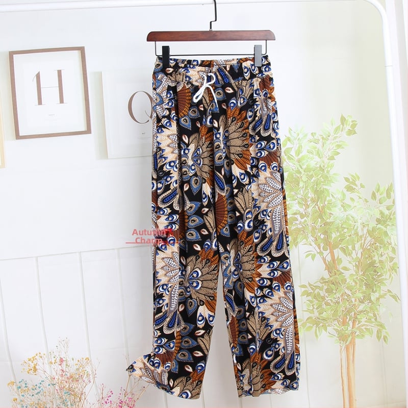 Nylonové dámske casual nohavice, s širokými nohami, rovný strih, po členky, vysoký pás, tenká látka