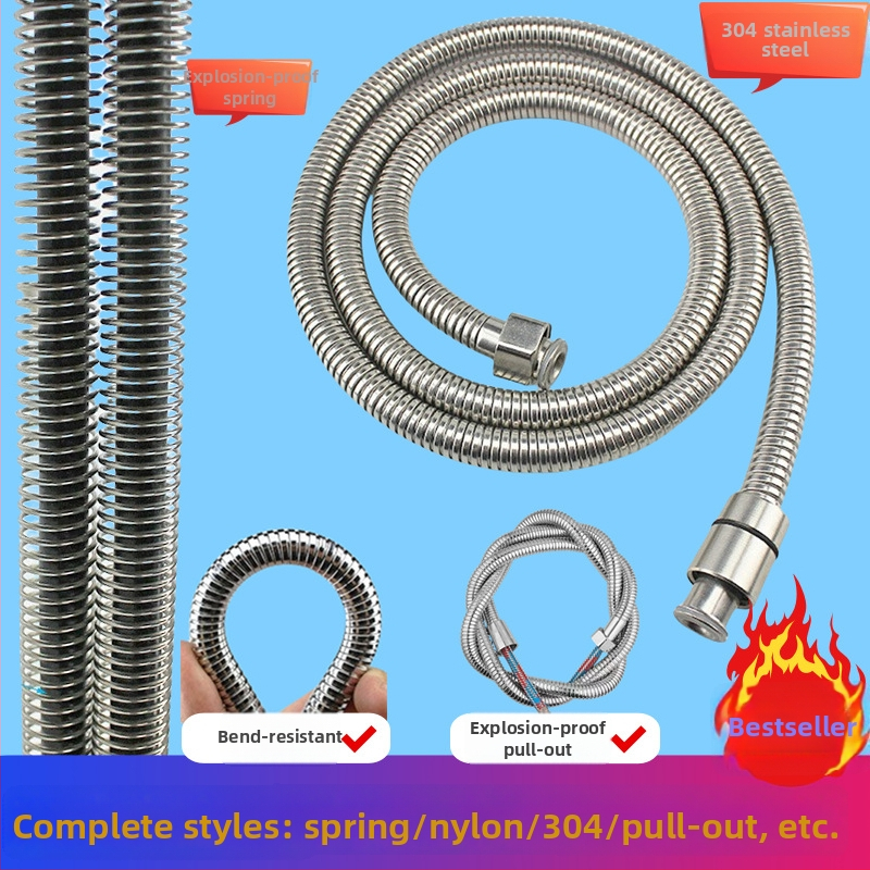 Nerezový sprchový hadič – zosilnený, odolný voči výbuchom, odolný voči vysokým teplotám, rýchle pripojenie, ručná inštalácia (Menovitý tlak 1.6 MPa; Materiál: nerezová oceľ; Konektory: nerezová oceľ)
