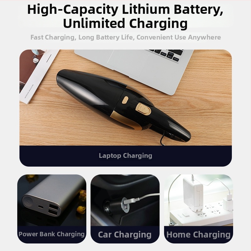 Prenosný vysávač pre domov aj auto, bezdrôtový, s vysokým sacím výkonom (12V, 120W, 18000 Pa, 20 min prevádzka, HEPA filter)