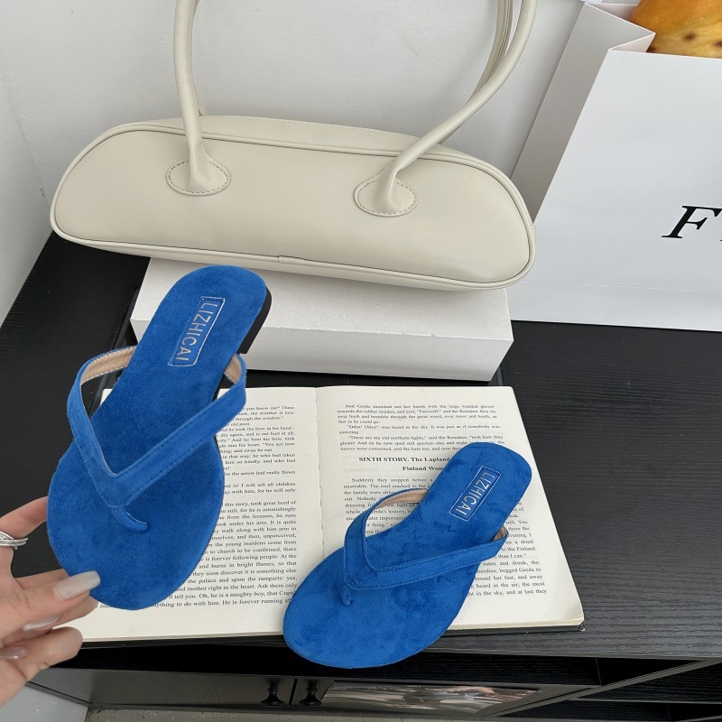 Сандали с шарка рибена кост, корейски стил, ежедневни обувки с PU горнище и PU подметка, кръгъл нос, плосък ток