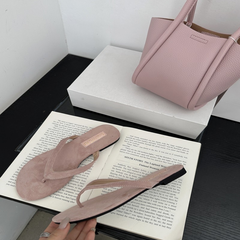 Сандали с шарка рибена кост, корейски стил, ежедневни обувки с PU горнище и PU подметка, кръгъл нос, плосък ток