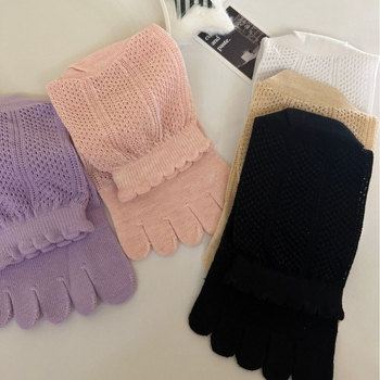 Petoprstne pamukaste čarape, visok tunel, prozračna mreža, upijaju znoj