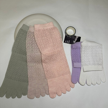 Petoprstne pamukaste čarape, visok tunel, prozračna mreža, upijaju znoj