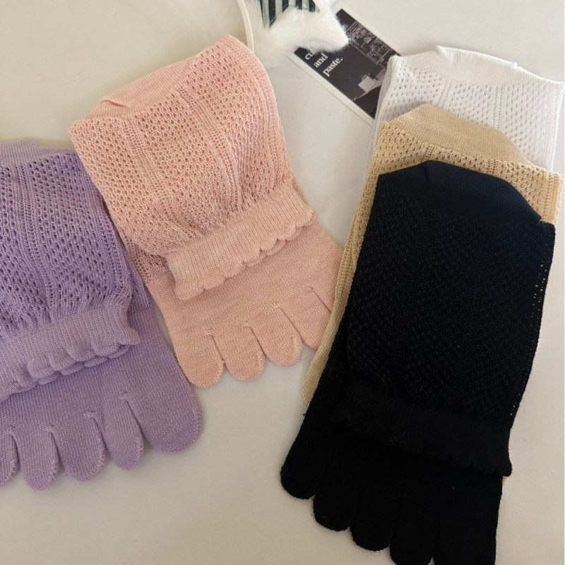 Petoprstne pamukaste čarape, visok tunel, prozračna mreža, upijaju znoj