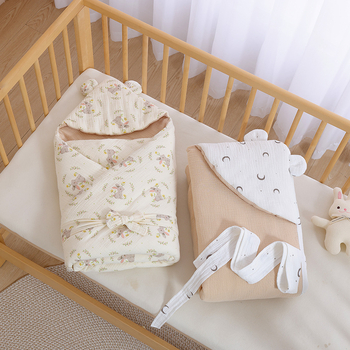 BeBi spavaća vreća cocoon stil, vanjski dio od pamuka s pamukom podstavkom i punilom, za novorođenčad 0–1 godina, odvojiva i strojno periva, zatvarač od najlona, pogodna za zimu, proljeće i jesen