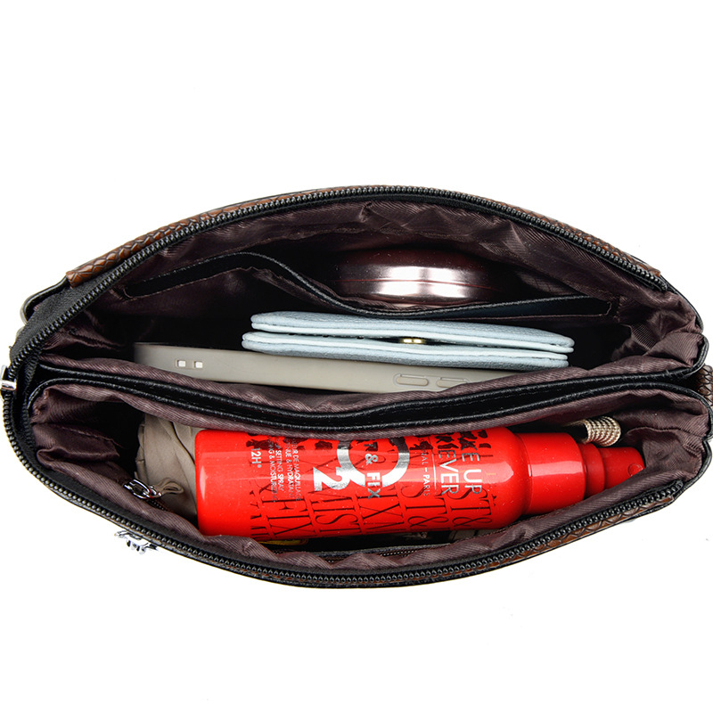 Ženska torbica za rame i crossbody, gradski minimalistički stil — PU materijal, vodoravni kvadratični oblik, zatvaranje na zip, unutarnja džep sa zipom i džep za telefon