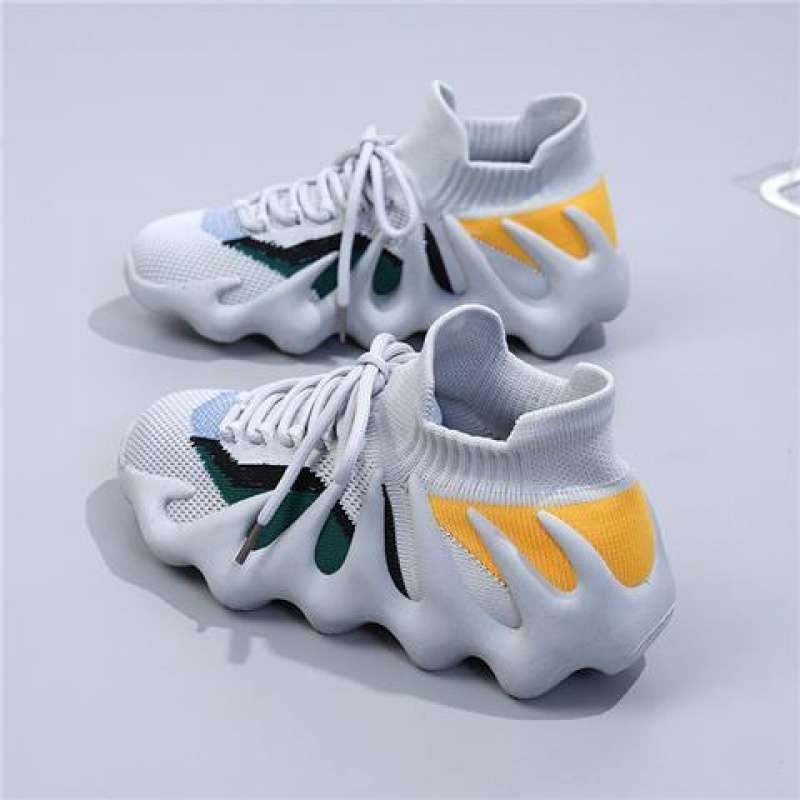 Γυναικεία ανάπνευσιμα υφασμάτινα αθλητικά παπούτσια για τρέξιμο με δερμάτινο καπάκι δακτύλου, μεσαίο ύψος, καουτσούκ σόλα, κορδόνια