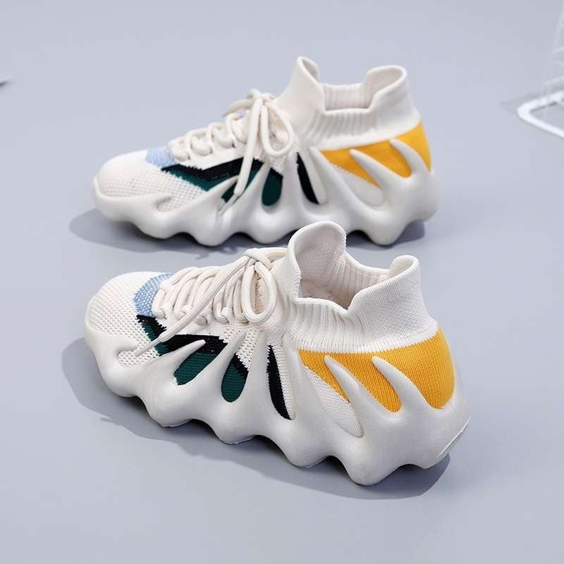 Γυναικεία ανάπνευσιμα υφασμάτινα αθλητικά παπούτσια για τρέξιμο με δερμάτινο καπάκι δακτύλου, μεσαίο ύψος, καουτσούκ σόλα, κορδόνια