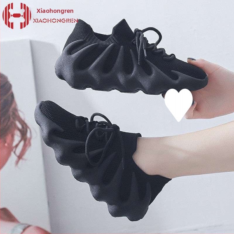 Γυναικεία ανάπνευσιμα υφασμάτινα αθλητικά παπούτσια για τρέξιμο με δερμάτινο καπάκι δακτύλου, μεσαίο ύψος, καουτσούκ σόλα, κορδόνια