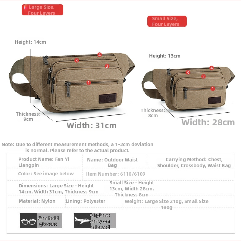 Pánska plátená pásová taška, mestský minimalistický štýl, priedušná, ideálna na voľnočasové cestovanie