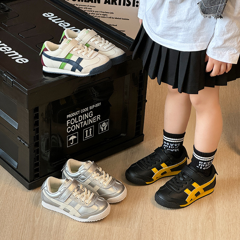 Dječje kožne tenisice za jesen, unisex, prozračne i lagane, protuklizna potplat, zatvaranje na Velcro