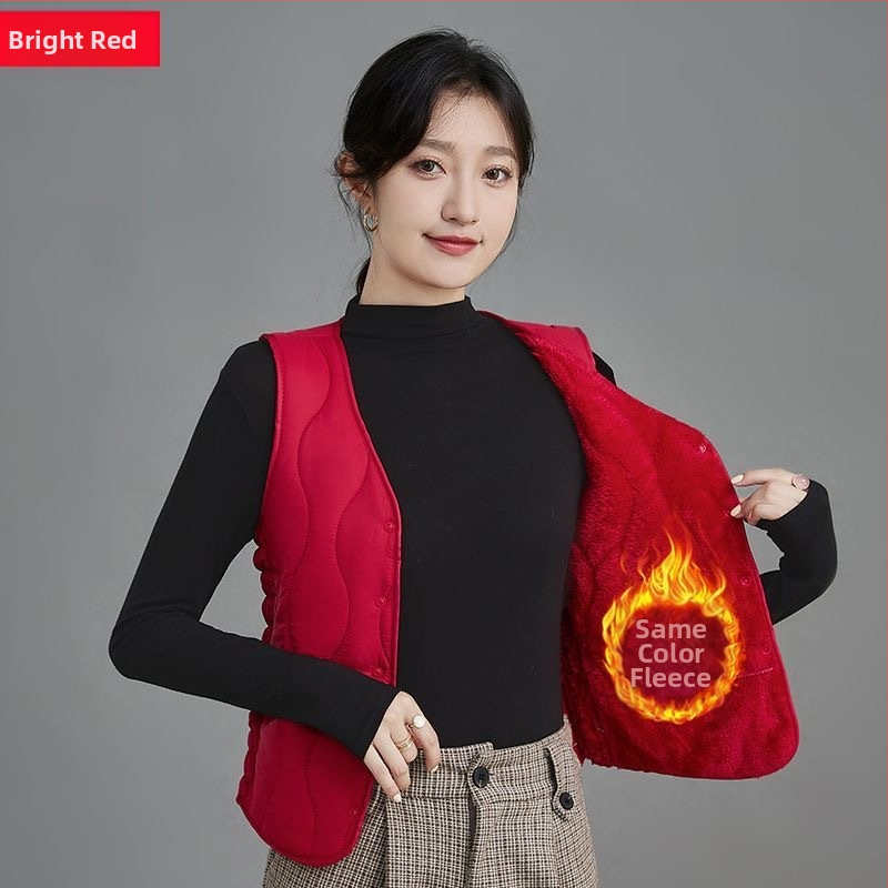 Dámska nylonová vesta s bavlnenou výplňou, výstrih do V, štíhla silueta, krátka dĺžka