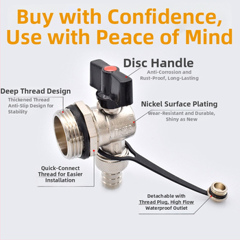 Meďový vypúšťací ventil pre geotermálne podlahové vykurovanie; celá meď; konštrukcia z meďe; určené na vypúšťanie