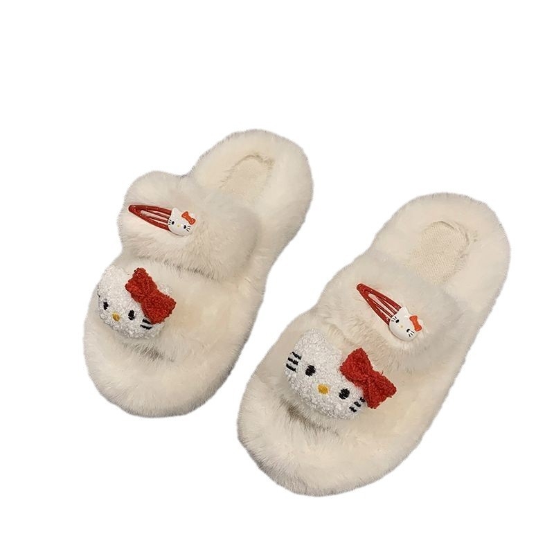 Дамски мюли чехли с PVC горна част, подплатени с изкуствен пух, кръгъл нос, 4-сантиметров ток