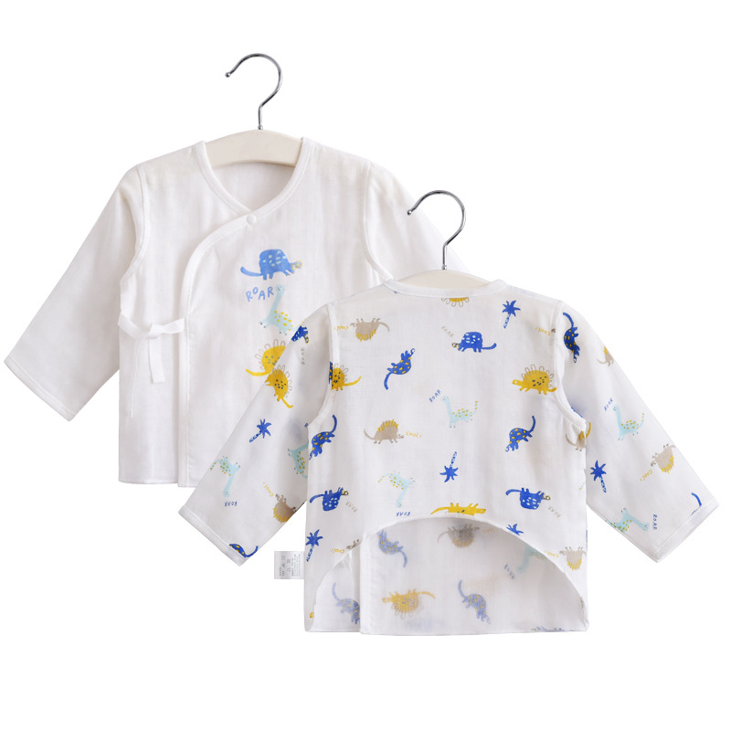 Νεογέννητο τοπ με μακριά μανίκια από γάζα βαμβακερή, 100% βαμβάκι, μαλακτωμένο ύφασμα, στρογγυλή λαιμόκοψη, καλοκαίρι