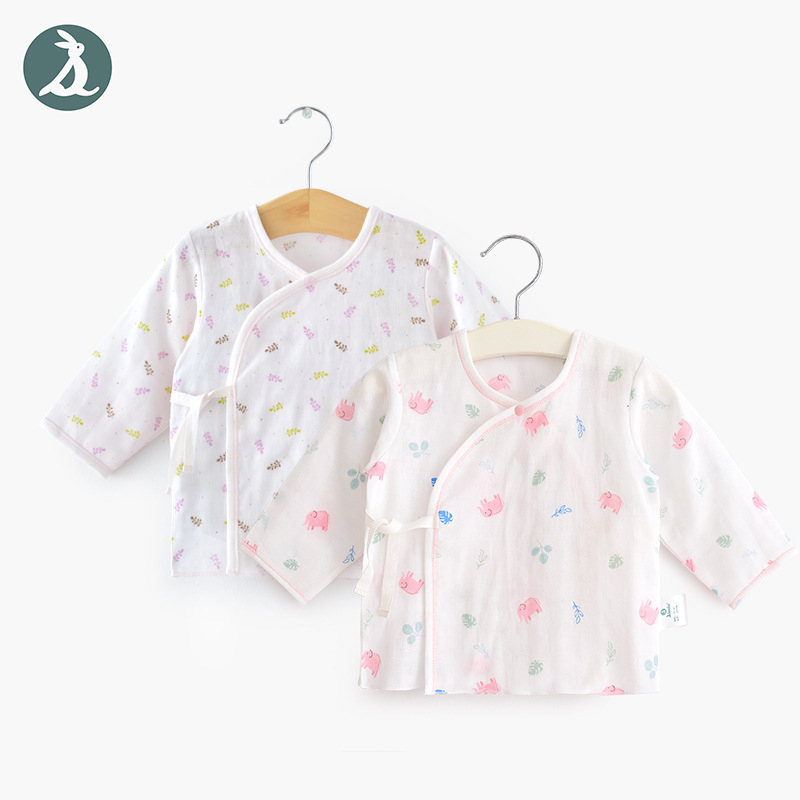 Νεογέννητο τοπ με μακριά μανίκια από γάζα βαμβακερή, 100% βαμβάκι, μαλακτωμένο ύφασμα, στρογγυλή λαιμόκοψη, καλοκαίρι