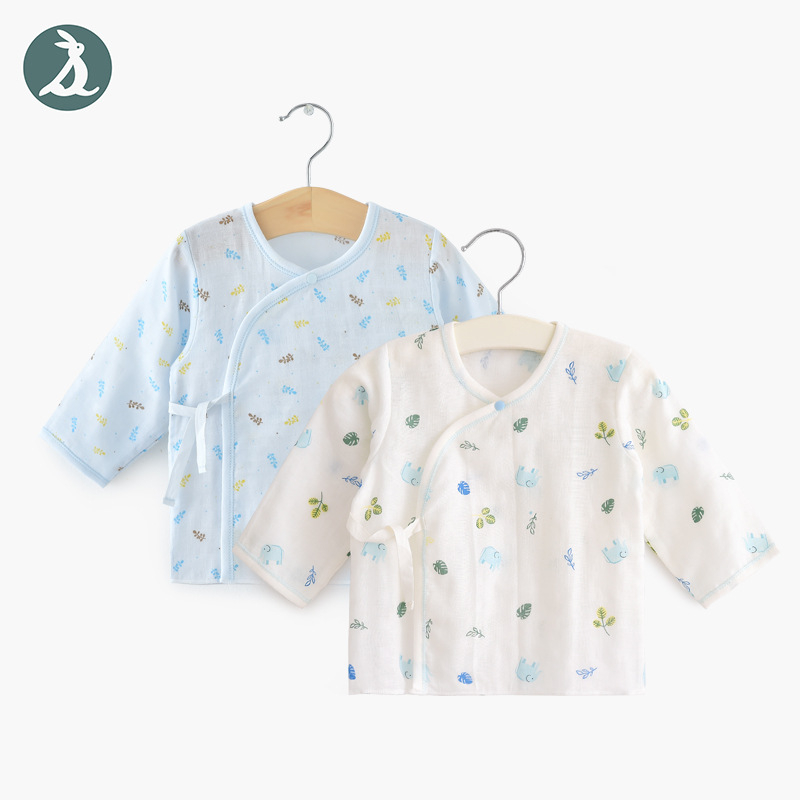 Νεογέννητο τοπ με μακριά μανίκια από γάζα βαμβακερή, 100% βαμβάκι, μαλακτωμένο ύφασμα, στρογγυλή λαιμόκοψη, καλοκαίρι