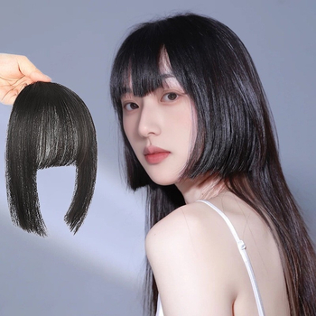 Parochňa s ofinkou pre ženy, tepelne odolné syntetické vlasy, rovný alebo naklonený ofina, dá sa farbiť, mení tvar tváre