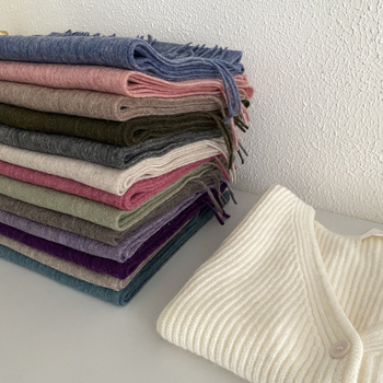 Šal od 100% vune, warp-knit, s resicama, za zimu