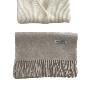 Šal od 100% vune, warp-knit, s resicama, za zimu