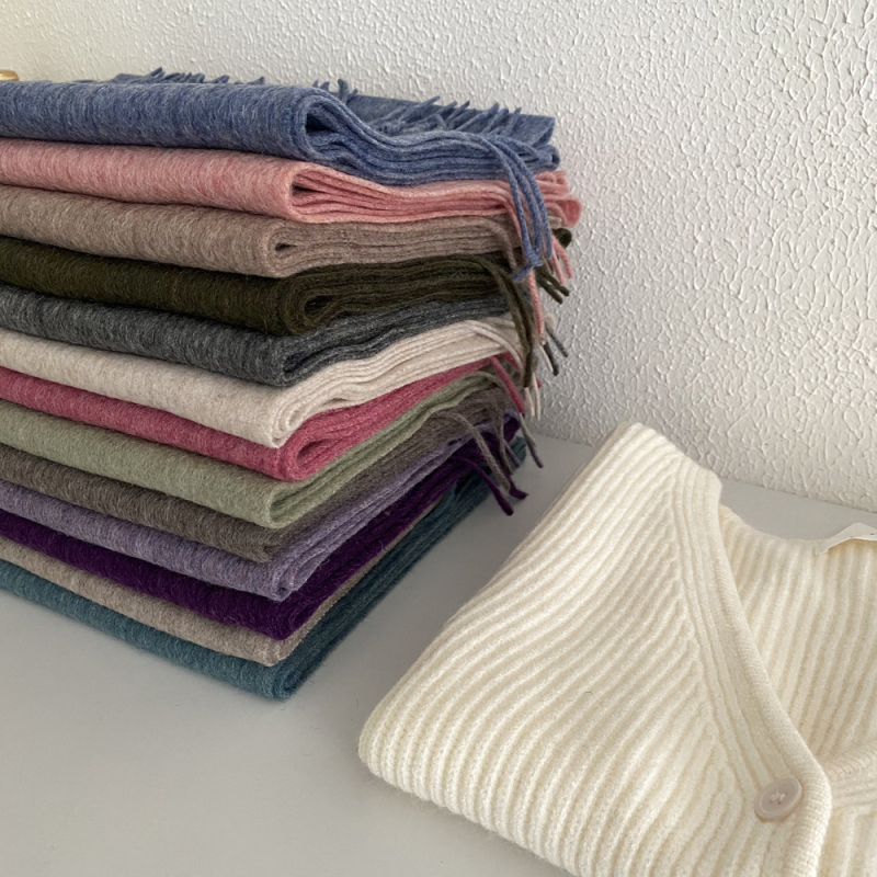 Šal od 100% vune, warp-knit, s resicama, za zimu