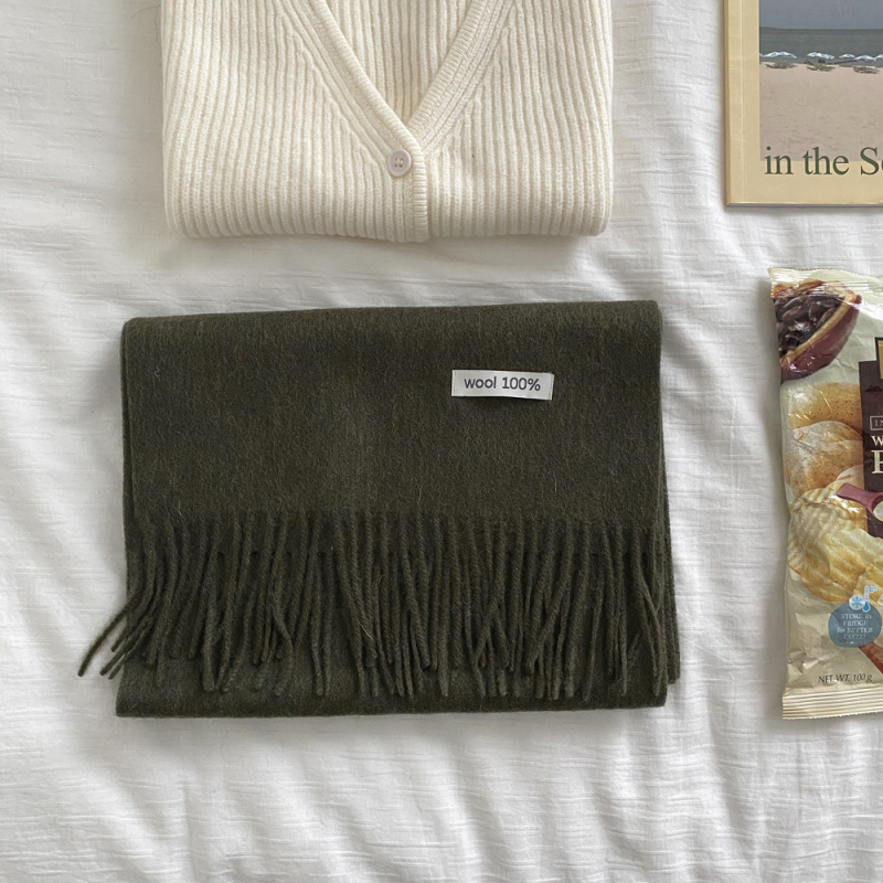Šal od 100% vune, warp-knit, s resicama, za zimu