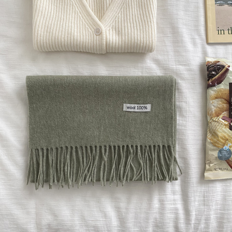 Šal od 100% vune, warp-knit, s resicama, za zimu