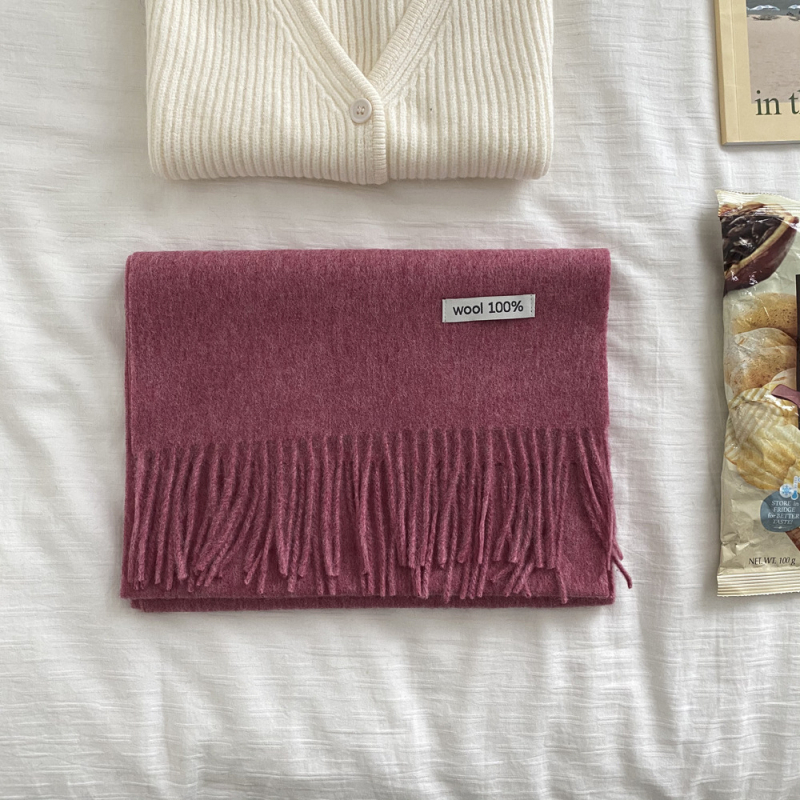 Šal od 100% vune, warp-knit, s resicama, za zimu