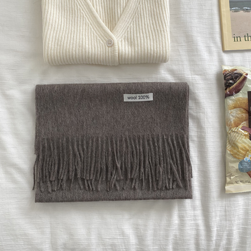 Šal od 100% vune, warp-knit, s resicama, za zimu