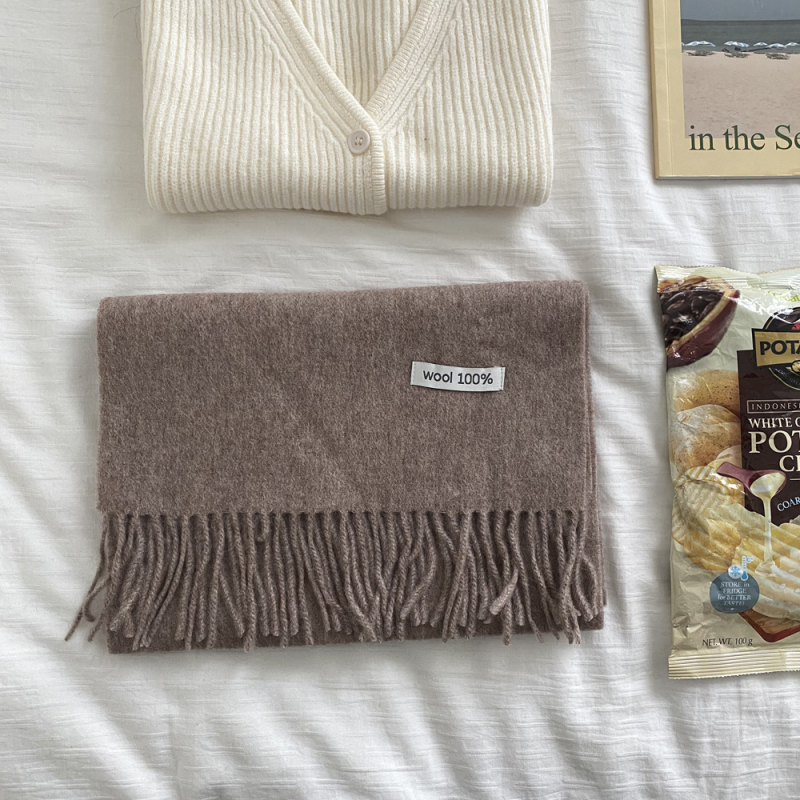 Šal od 100% vune, warp-knit, s resicama, za zimu